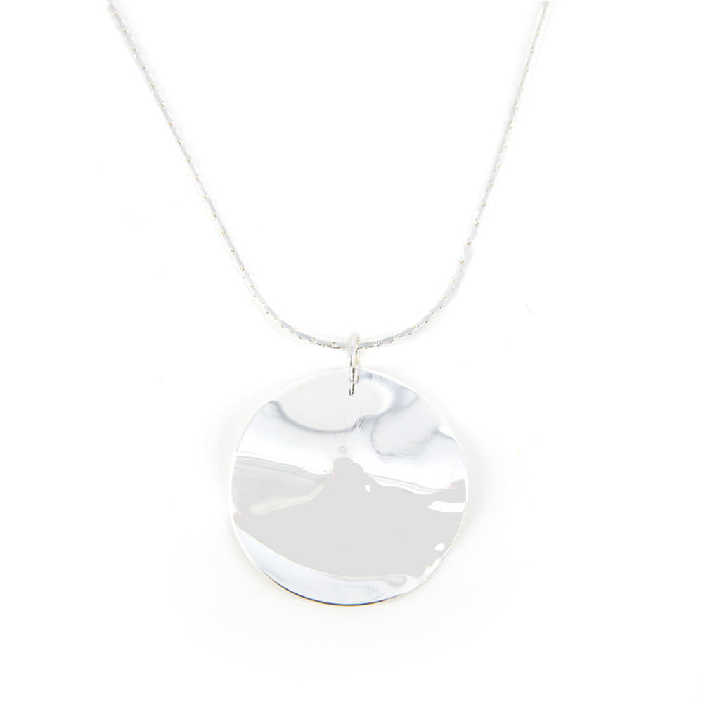 Debbie-Necklace-Silver-Curve-Disk-Pendant-Unique-Womens-Jewellery-Flat-Link-Chain